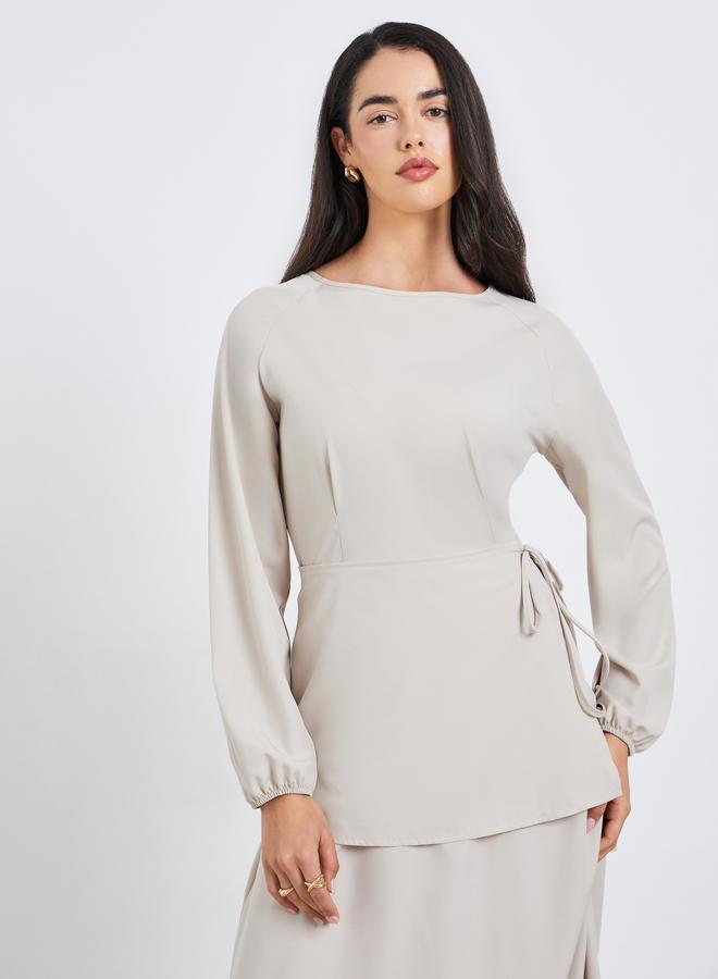 ستايلي فستان طويل بتفاصيل أربطة - Image 2